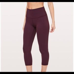 Lululemon Maroon Wunder Under Crop (High-Rise)
